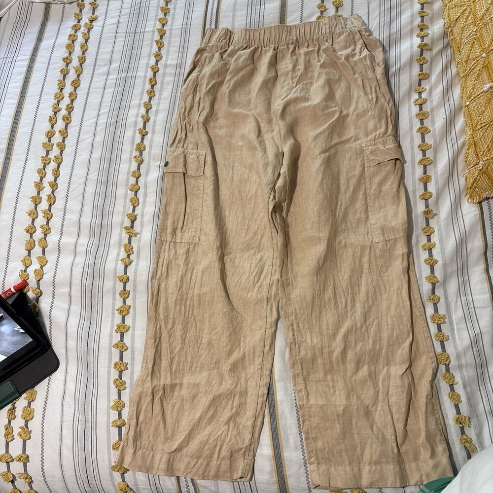 C & C California Cargo 100% Linen Wide Leg Pants, Boho, Peasant, Preppy, EUC